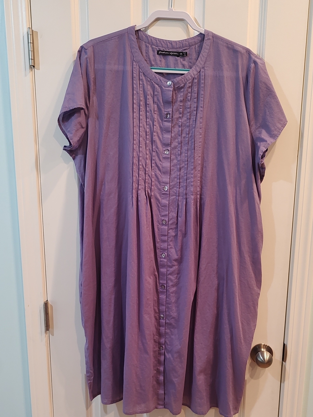 Gudrun Sjoden Lavender Pintuck Button-Front Midi Dress